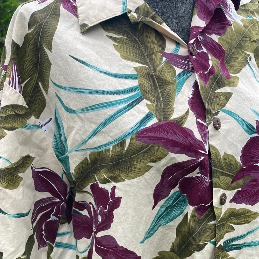 Tropical Floral Orchid Button-Up Shirt - Picture 3 of 14